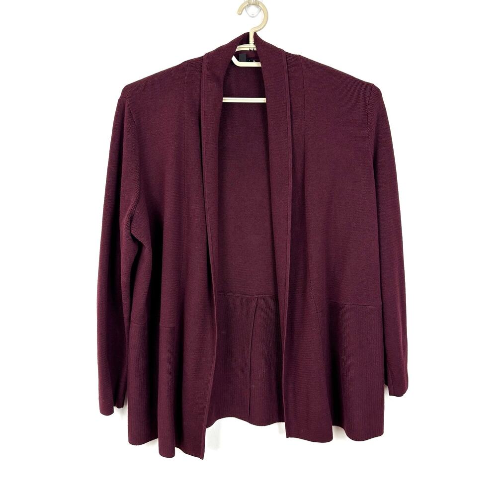 Talbots Wine Red Open Cardigan Sweater 1X cotton blend